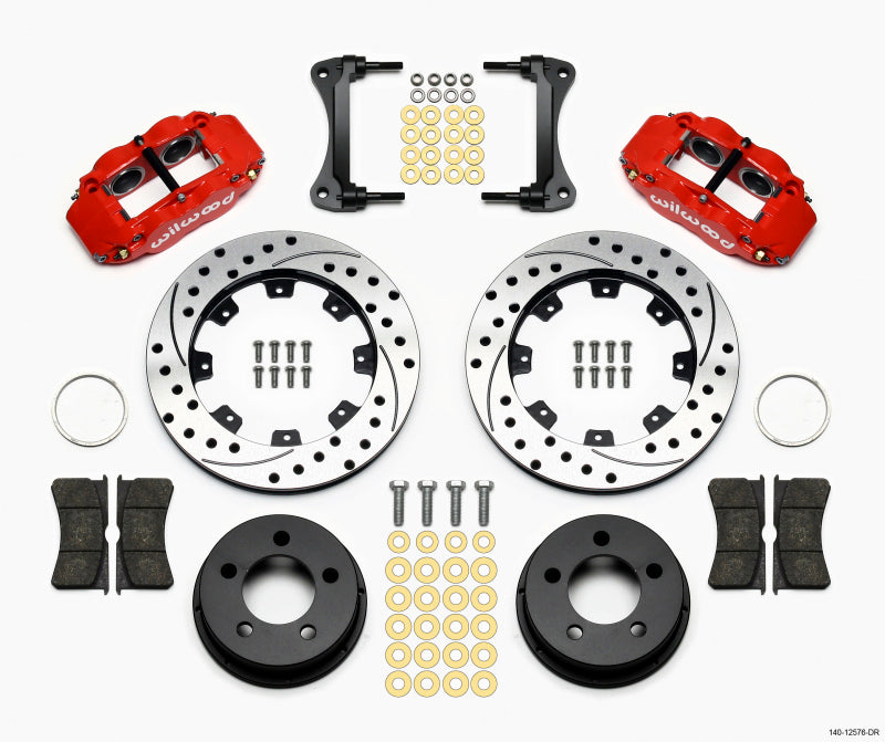 Wilwood Narrow Superlite 4R Front Kit 12.19in Drilled Red 87-89 Jeep YJ Big Brake Kits Wilwood