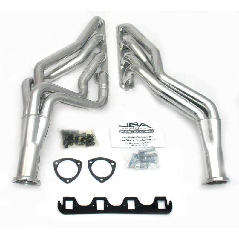 JBA 65-73 Ford Mustang 260-302 SBF 5 Speed T5/T56 1-3/4in Primary Silver Ctd Long Tube Header Headers & Manifolds JBA