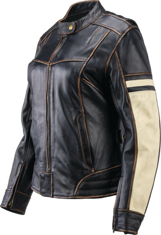 Kuryakyn Leather By River Road Dame Vintage Leather Jacket Black Womens - Small Jackets - Leather Kuryakyn