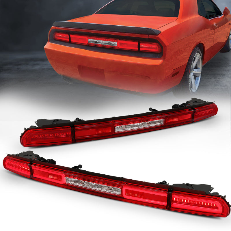 ANZO 08-10 Dodge Challenger LED Taillights - Red/Clear w/Sequential Turn Signal Tail Lights ANZO