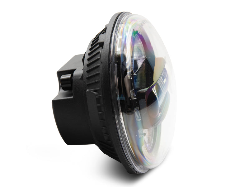 Raxiom 97-18 Jeep Wrangler TJ/JK Axial 7-Inch LED Headlights w/ DRL- Black Housing (Clear Lens) Headlights Raxiom