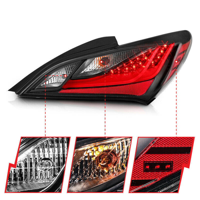 ANZO 10-13 Hyundai Genesis 2DR LED Taillights Smoke Tail Lights ANZO