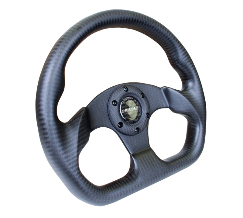 NRG Carbon Fiber Steering Wheel (320mm) Flat Bottom Matte Black Carbon Steering Wheels NRG
