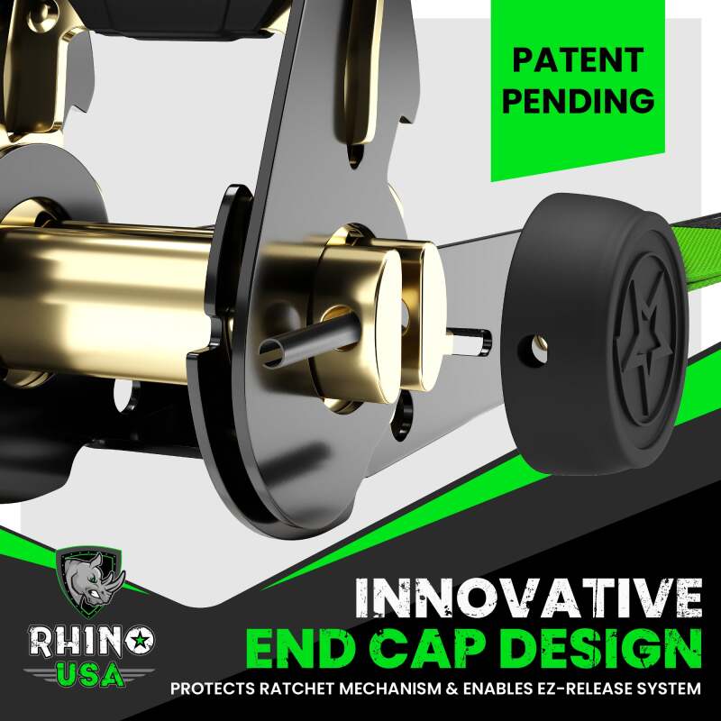 Rhino USA Medium Duty Ratchet Strap Tie-Down 4-Pack (Black) Cargo Tie-Downs Rhino USA