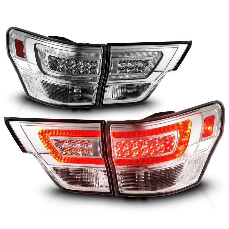 ANZO 11-13 Jeep Grand Cherokee LED Taillights w/ Lightbar Chrome Housing/Clear Lens 4pcs Tail Lights ANZO