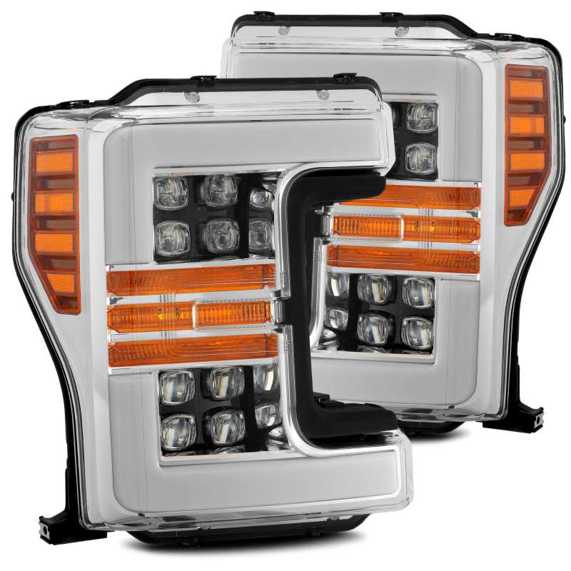 AlphaRex 17-19 Ford F-250 SD NOVA LED Proj Headlights Plank Style Chrome w/Activ Light/Seq Signal Headlights AlphaRex