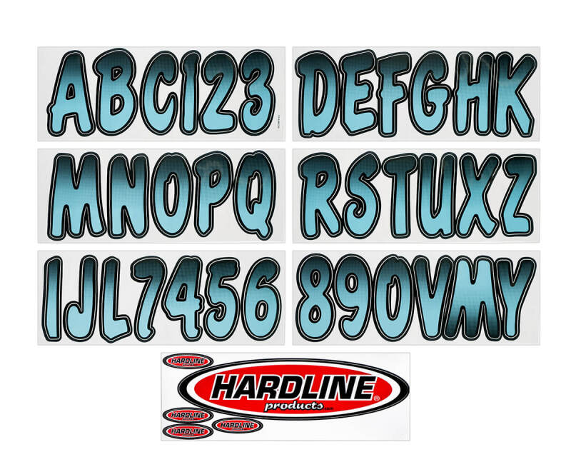 Hardline Boat Lettering Registration Kit 3 in. - 200 BabyBlue/Black Stickers/Decals/Banners Hardline