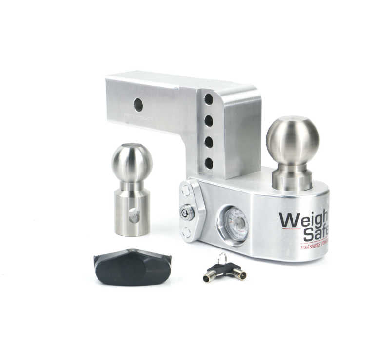 Weigh Safe 4in Drop Hitch w/Built-in Scale & 2.5in Shank (10K/18.5K GTWR) - Aluminum Hitch Ball Mounts Weigh Safe