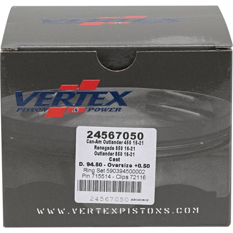 Vertex Piston 17-21 Can-Am Outlander 450 4x4 450cc +0.50mm Oversized Cast Replica Piston Kit Piston Sets - Powersports Vertex Pistons
