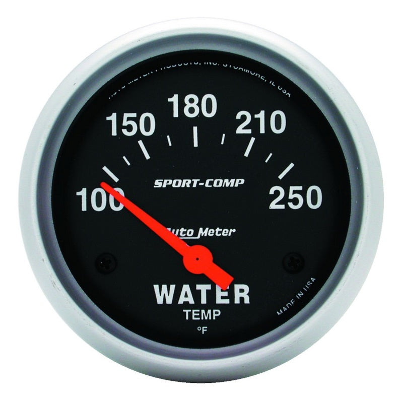 Autometer Sport-Comp 66.7mm 100-250 Deg F Short Sweep Electronic Water Temperature Gauge Gauges AutoMeter