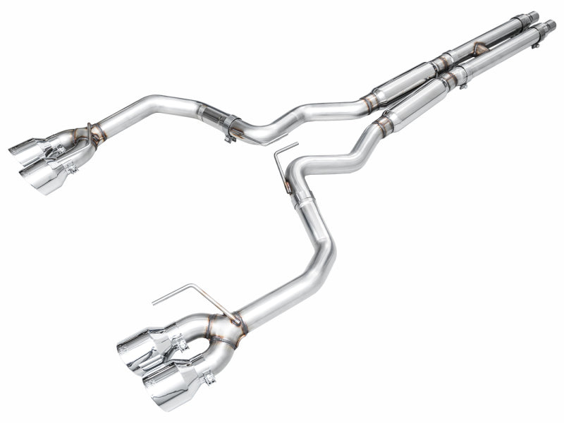 AWE 2024 Ford Mustang Dark Horse S650 RWD Track Edition Cat-Back Exhaust w/ Quad Chrome Silver Tips Catback AWE Tuning