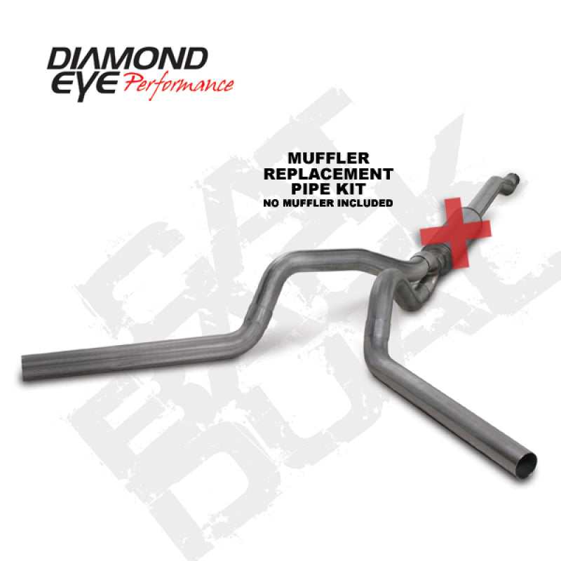 Diamond Eye KIT 4in Catback MFLR RPLCMENT PIPE DUAL SS: 03-07 FORD 6.0L F250/F350 Catback Diamond Eye Performance