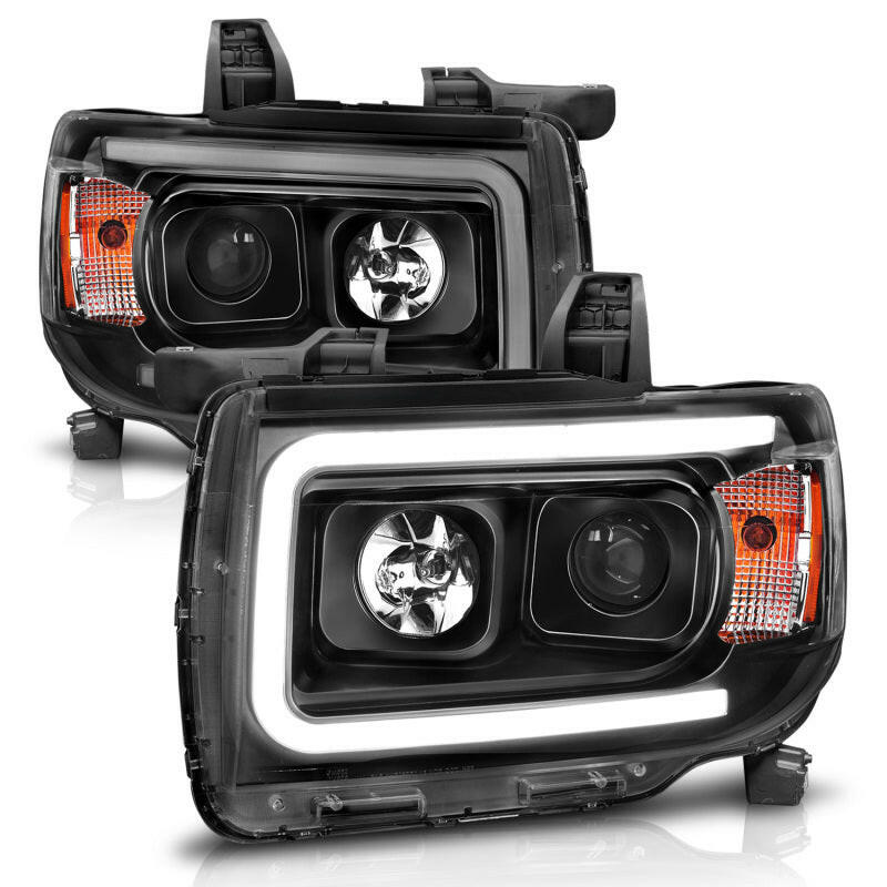 ANZO 2015+ GMC Canyon Projector Headlights w/ Plank Style Design Black w/ Amber Headlights ANZO
