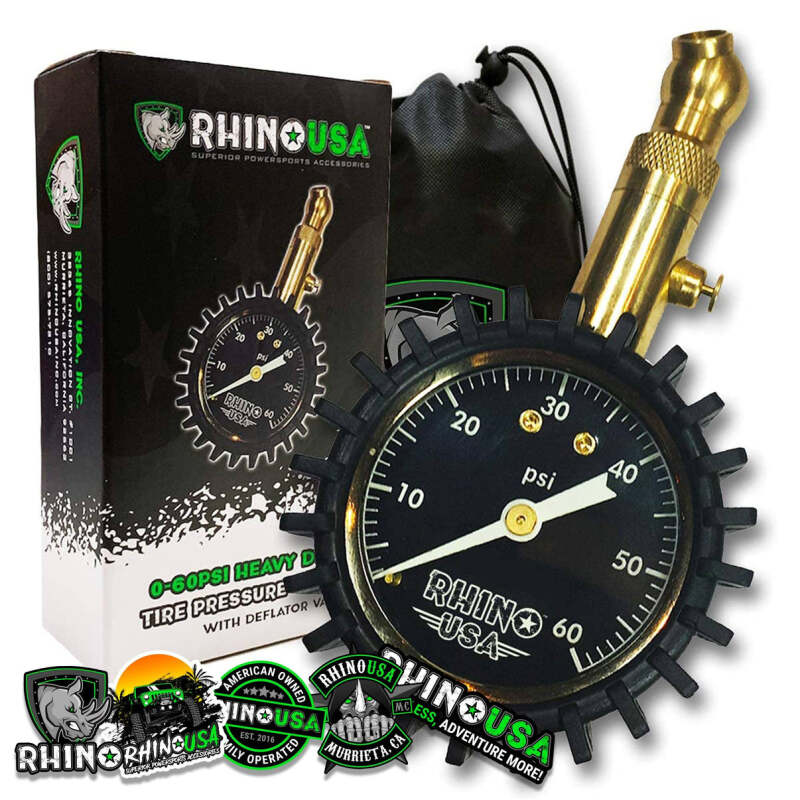 Rhino USA Heavy Duty 60 Psi Tire Pressure Gauge Gauges Rhino USA