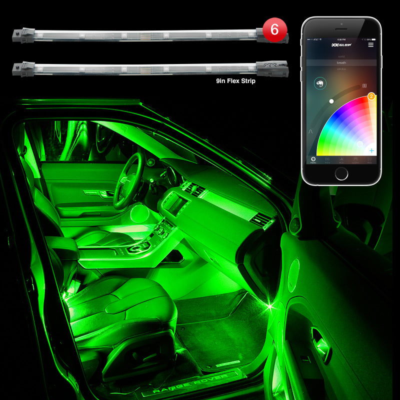 XK Glow Flex Strip Million Color XCHROME Smartphone App Controlled Undercar Kit 6x10In Light Accessories and Wiring XKGLOW