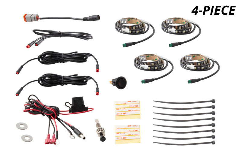Diode Dynamics RGBW Engine Bay Strip Kit 4pc Multicolor Light Strip LED Diode Dynamics