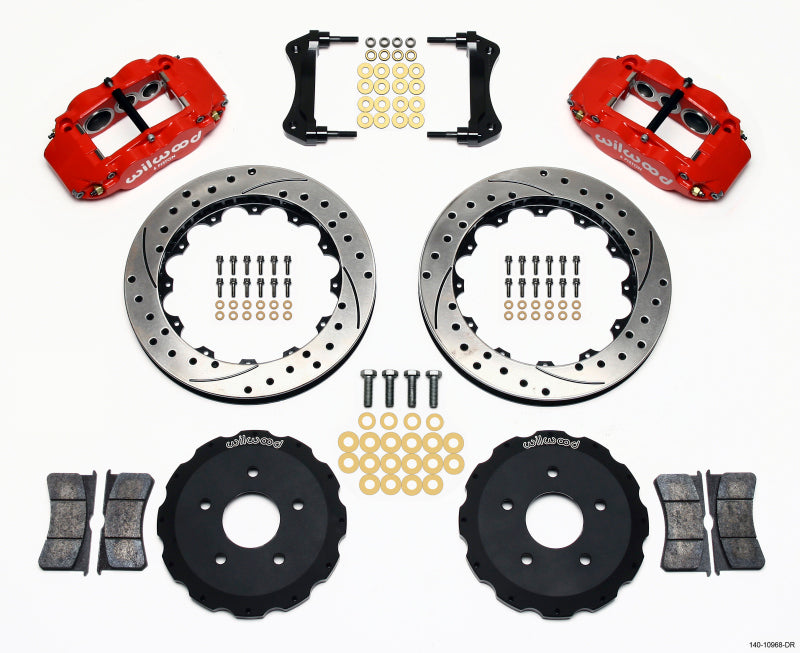 Wilwood Narrow Superlite 6R Front Hat Kit 13.06in Drill Red Backdraft Cobra (BMW E36 Based) Big Brake Kits Wilwood