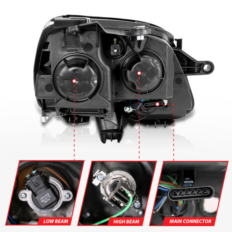 ANZO 2007-2008 GMC Acadia Crystal Headlight Chrome Amber(OE) Headlights ANZO