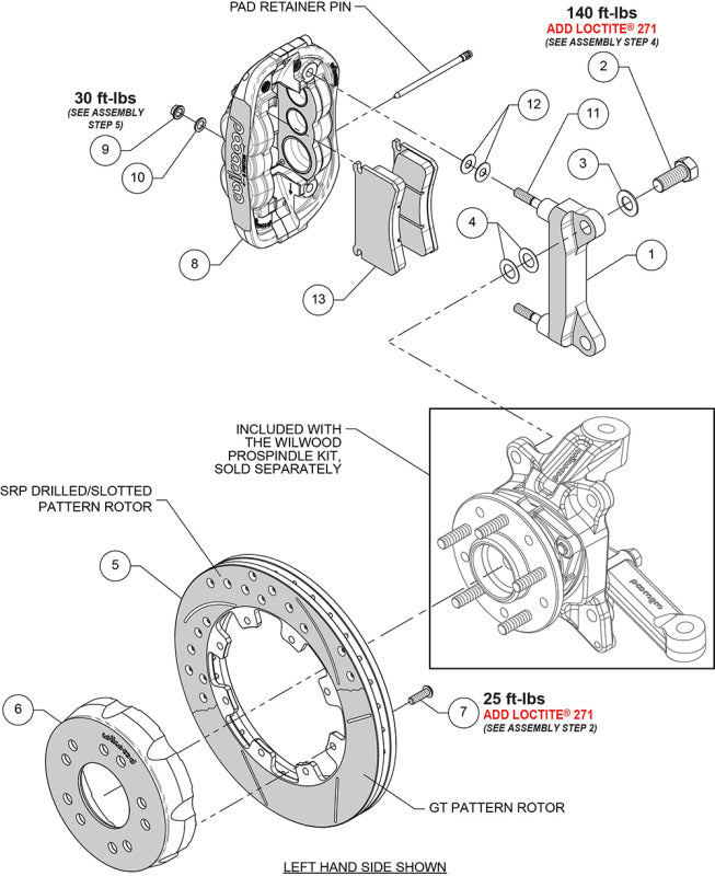 Wilwood Chevy C10 XRS6R Front Big Brake Kit - 12.19in Slotted Rotor - Alum. Pro Spindle - Red Brake Kits - Performance D&S Wilwood