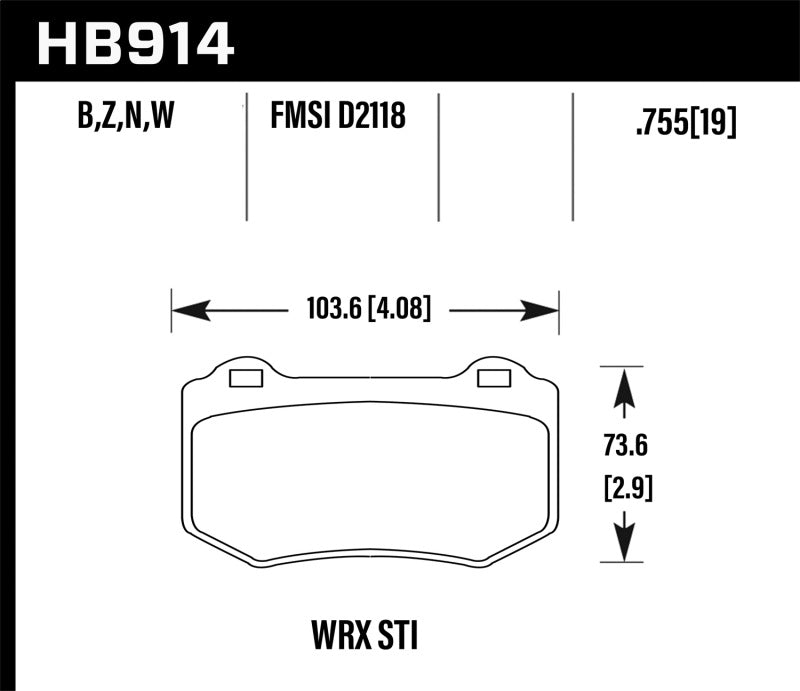 Hawk 2018 Subaru WRX STI HP Plus Rear Brake Pads Brake Pads - Performance Hawk Performance