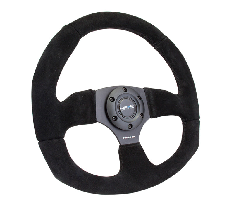 NRG Reinforced Steering Wheel (320mm Horizontal / 330mm Vertical) Black Suede w/Black Stitching Steering Wheels NRG