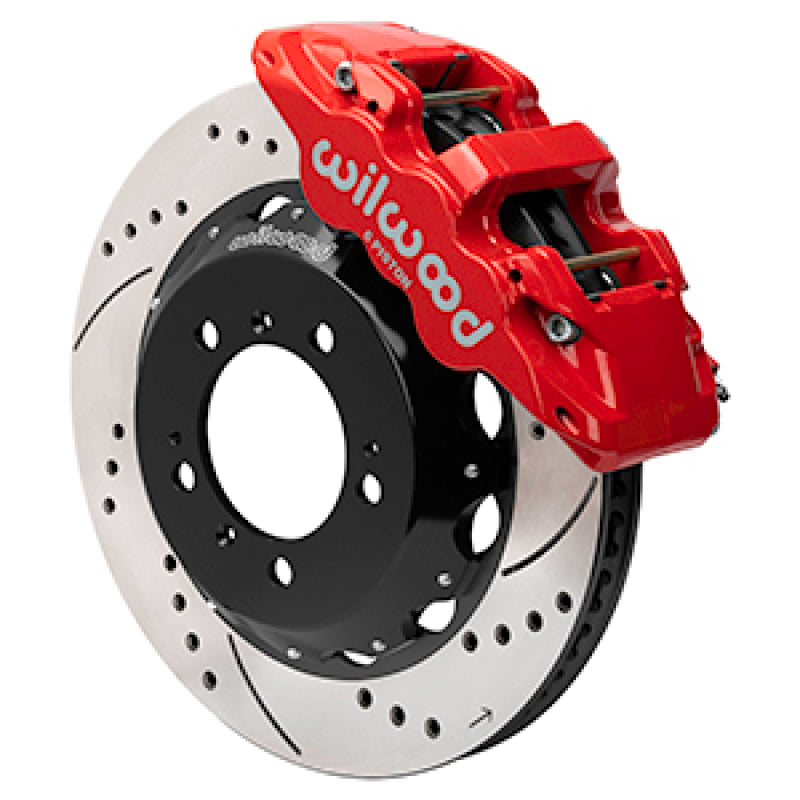 Wilwood 99-12 Porsche 911 (996/997) Aero6 Front Brake Kit Drill/Slot 14.00in Rotor W/Lines - Red Big Brake Kits Wilwood