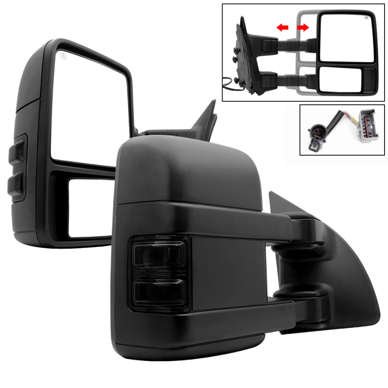 xTune L&R G2 Ford Superduty 99-07 Heated Smoke Signal Telescoping Mirrors MIR-FDSD99S-G2-PW-SM-SET Side Mirrors SPYDER