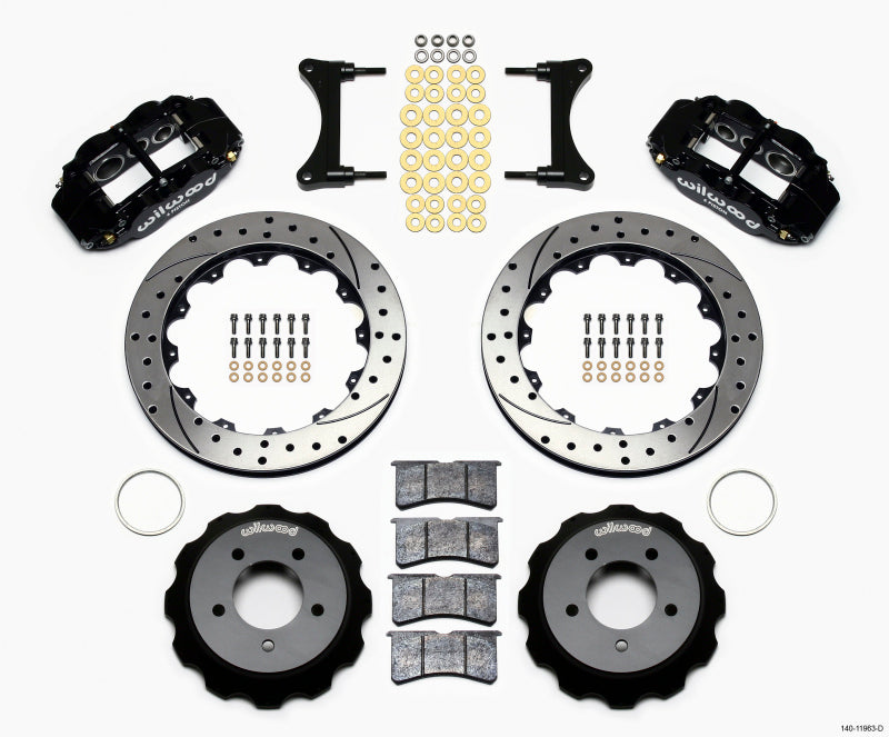 Wilwood Narrow Superlite 6R Front Hat Kit 12.88in Drilled 93-96 Mazda RX7 Big Brake Kits Wilwood