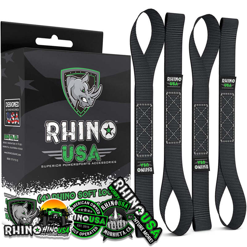 Rhino USA Soft Loops Motorcycle Tie-Down Set 4-Pack Black Cargo Tie-Downs Rhino USA