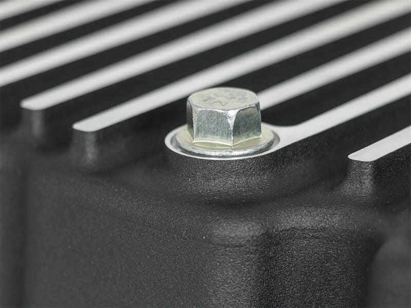 AFE Pro Series Engine Oil Pan Black w/Machined Fins; 11-16 Ford Powerstroke V8-6.7L (td) Diff Covers aFe