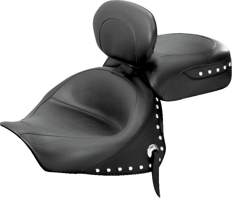 Mustang 03-08 Kawasaki Vulcan 1600 Classic,05-08 Nomad Tour 2PC Seat w/Driver Backrest Studs - Black Two-Piece Motorcycle Seats Mustang Motorcycle