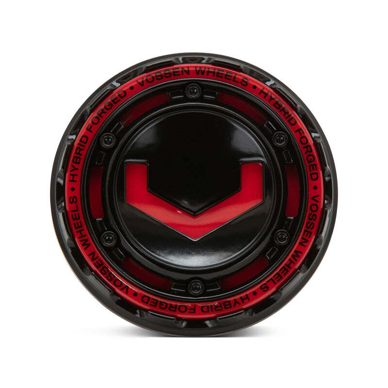 Vossen Billet Modular Cap - Small - Gloss Black w/ Red Insert Wheel Center Caps Vossen