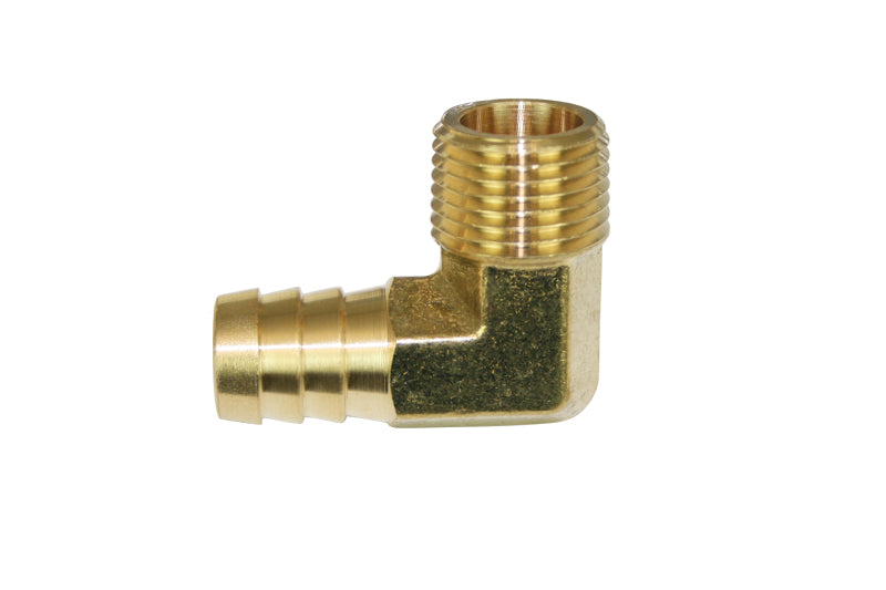Moroso 90 Degree Fitting - 1/2in NPT to 5/8in Barbed - Brass - Single Fittings Moroso