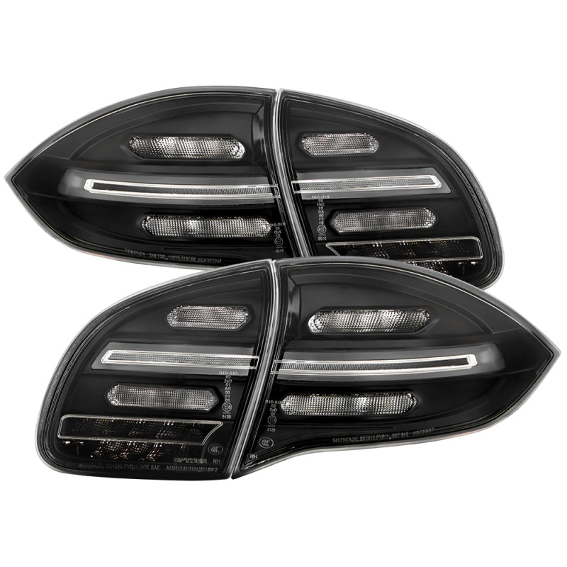 Spyder Porsche Cayenne 958 11-14 LED Tail Lights - Sequential Signal - Black Tail Lights SPYDER