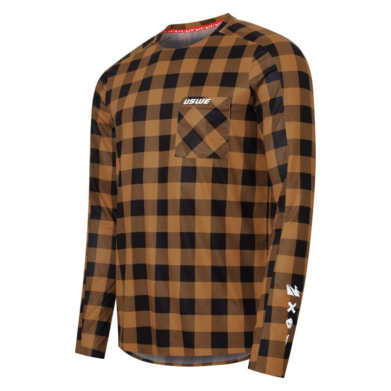 USWE Flannel Long Sleeve Lightweight Off-Road Jersey Bronze - XS Shirts USWE