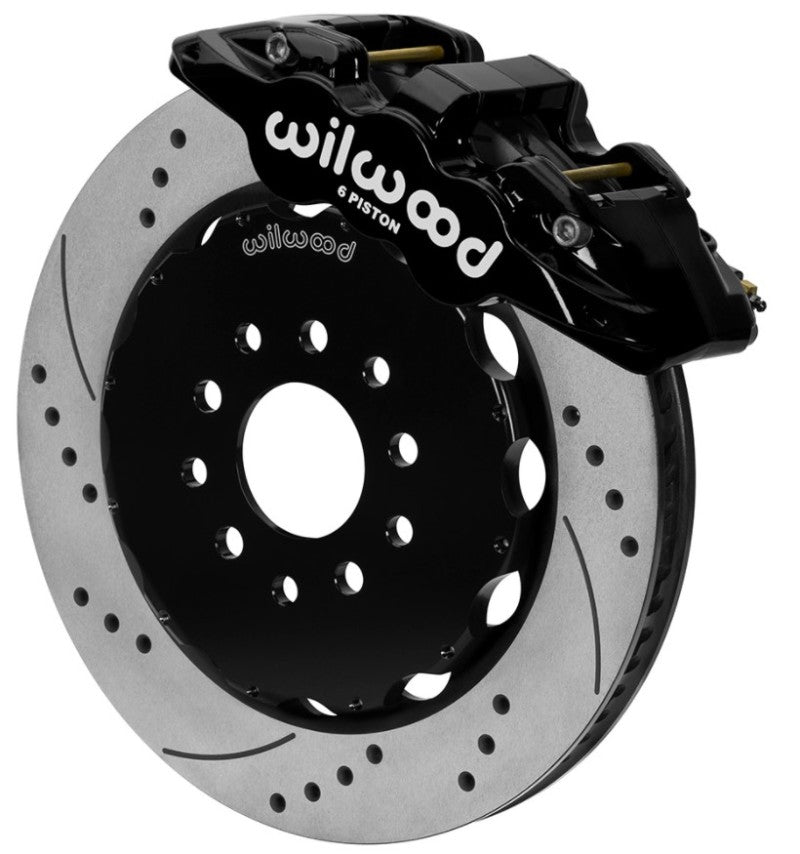 Wilwood AERO6 Front Big Brake Kit 14.00in Drilled Black Rotor - 97-13 Chevrolet Corvette C5/C6/Z06 Big Brake Kits Wilwood