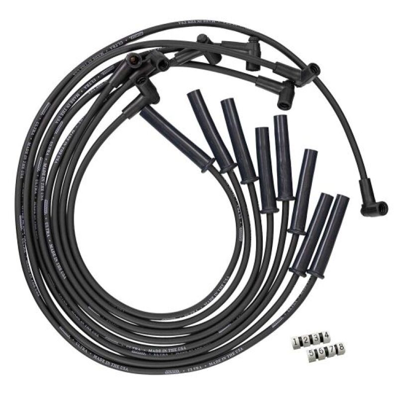 Moroso GM BBC 366-454 HEI-Style w/Coil In Cap Ultra 350 8mm Multi-Angle Spark Plug Wire Set - Black Spark Plug Wire Sets Moroso