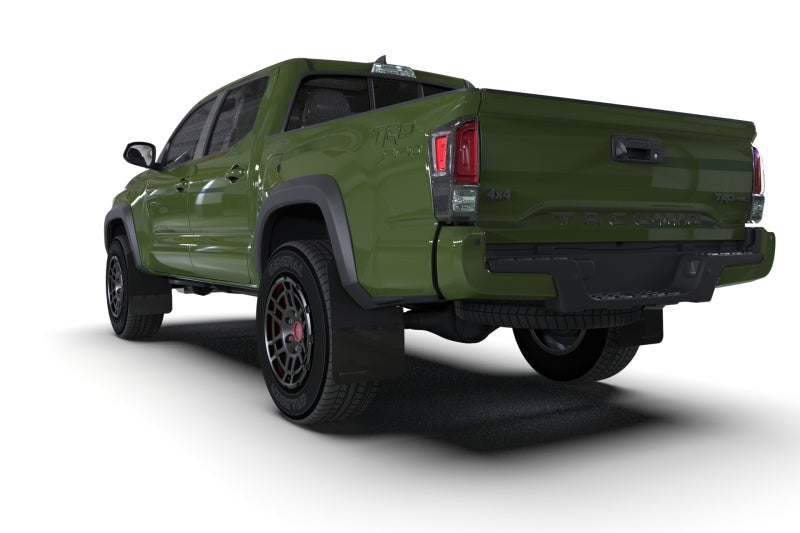 Rally Armor 16-23 Toyota Tacoma Gen 3 Black Mud Flap w/Metallic Black Logo Mud Flaps Rally Armor