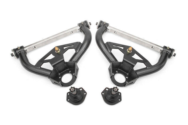 BMR 78-87 GM G-Body Non-Adjustable Upper A-Arms Delrin Std Ball Joint - Black Hammertone Control Arms BMR Suspension