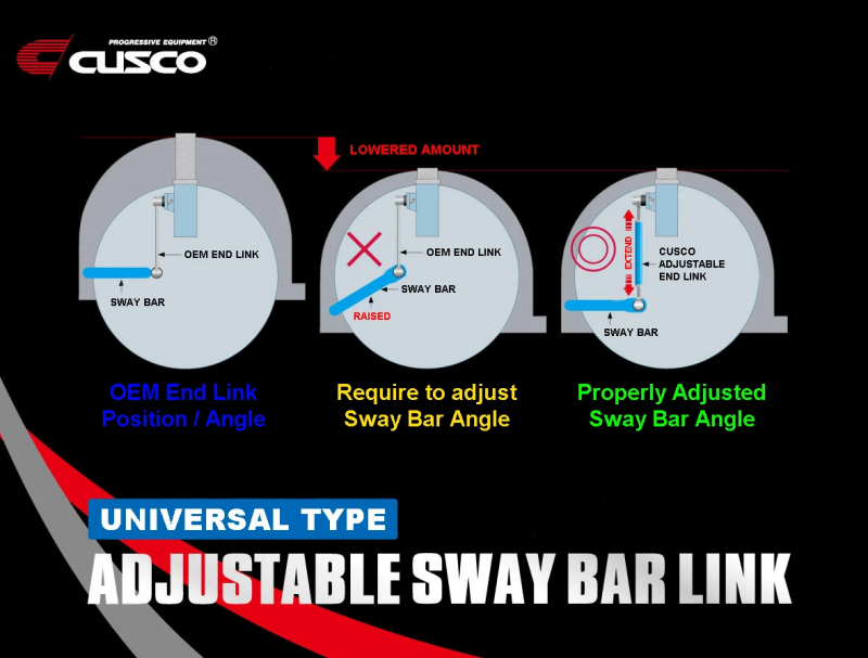 Cusco Universal Adjustable Front Sway Bar End Link Set(305mm-335mm) Sway Bar Endlinks Cusco