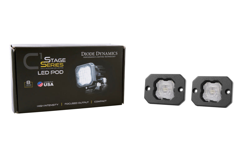 Diode Dynamics Stage Series C1 LED Pod - White SAE Fog Flush ABL (Pair) Light Accessories and Wiring Diode Dynamics