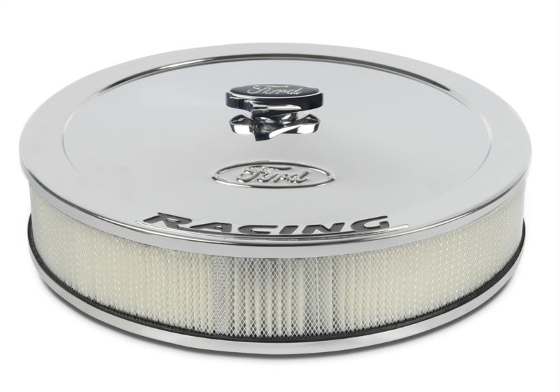 Ford Racing Air Cleaner Kit - Chrome w/ Black Emblem Air Filters - Universal Fit Ford Racing