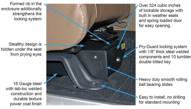 Tuffy Jeep Wrangler Jk Underseat Drawer Passenger W/ Keyed Lock Cargo Boxes & Bags Tuffy Products