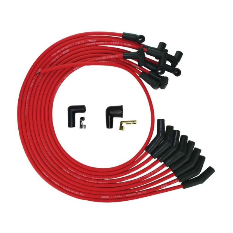 Moroso SB Ford 351W 135 Deg Plug Boots HEI Ultra Spark Plug Wire Set - Red Spark Plug Wire Sets Moroso