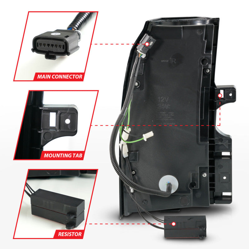 ANZO 15-20 Chevrolet Tahoe Sequential LED Tube Taillights Black Tail Lights ANZO