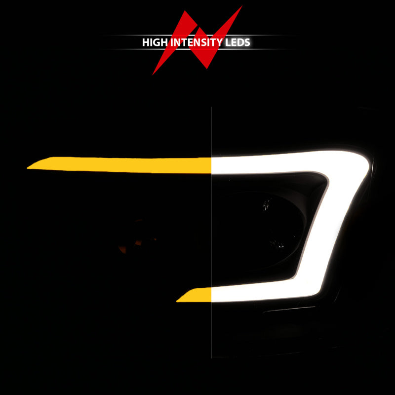 ANZO 06-09 Dodge RAM 1500/2500/3500 Headlights Black Housing/Clear Lens (w/Switchback Light Bars) Headlights ANZO