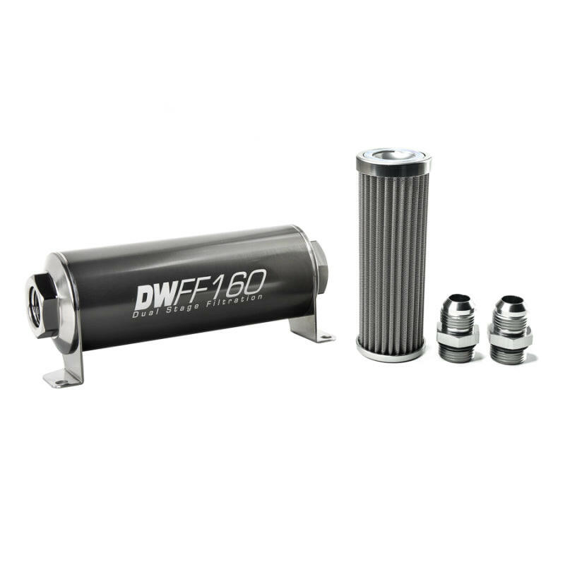 DeatschWerks Stainless Steel 10AN 100 Micron Universal Inline Fuel Filter Housing Kit (160mm) Fuel Filters DeatschWerks