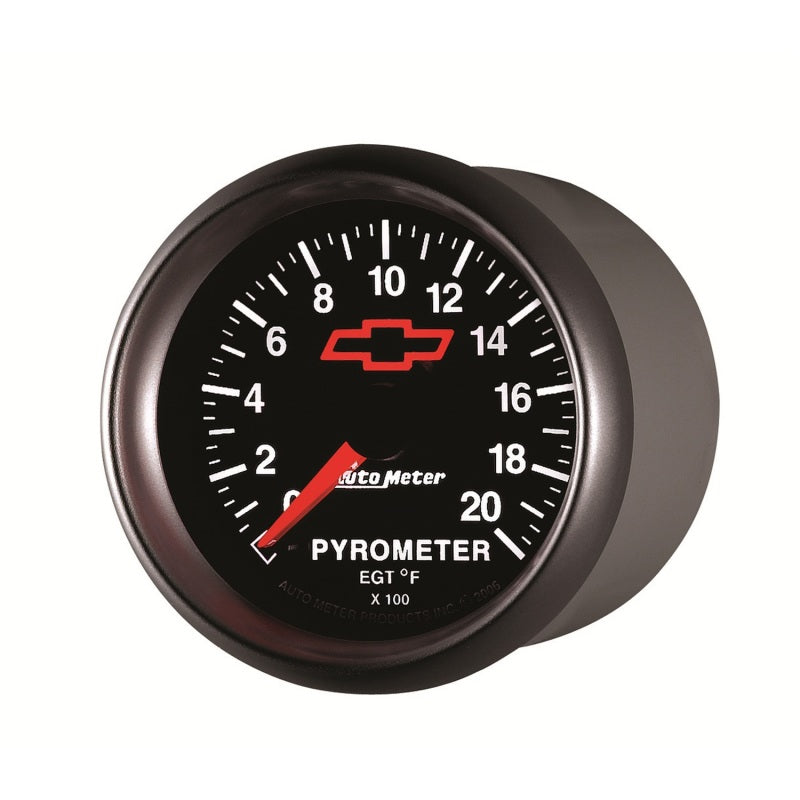 AutoMeter Gauge Pyrometer (Egt) 2-1/16in. 2000 Deg. F Stepper Motor Chevy Red Bowtie Black Gauges AutoMeter