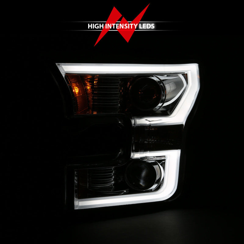 ANZO 2015-2017 Ford F-150 Projector Headlights w/ Plank Style Switchback Chrome w/ Amber Headlights ANZO