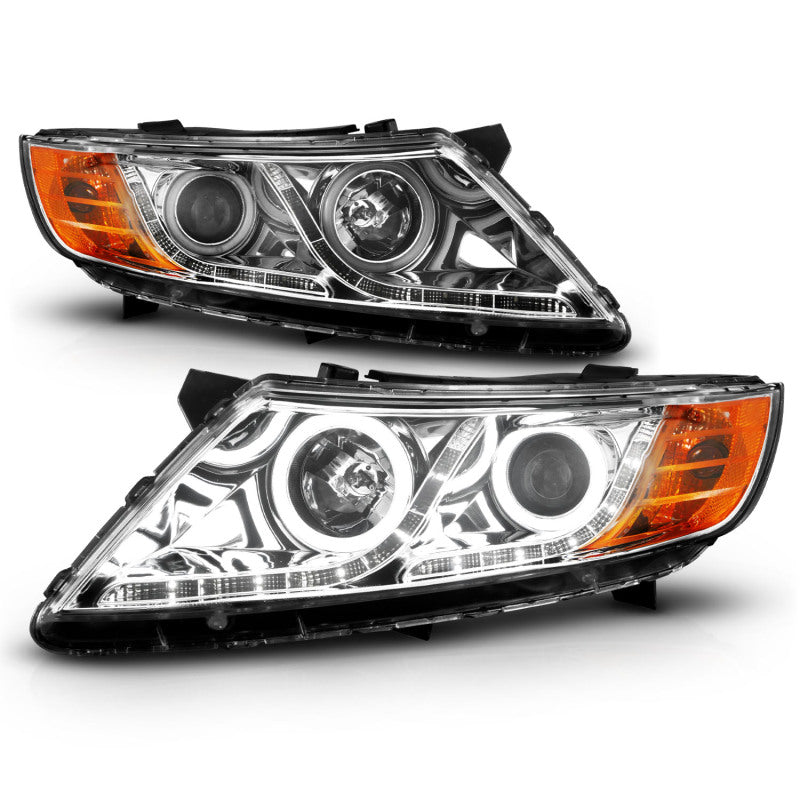 ANZO 2011-2013 Kia Optima Projector Headlights w/ Halo Chrome (CCFL) Headlights ANZO